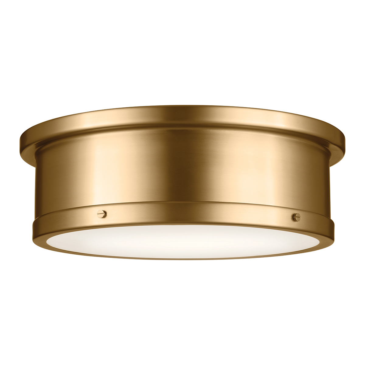 Ashvale Circle Large Drum Flush Ceiling Light Brushed Natural Brass