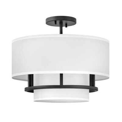 Ashvale Court Contemporary Two Tier Drum Pendant Black