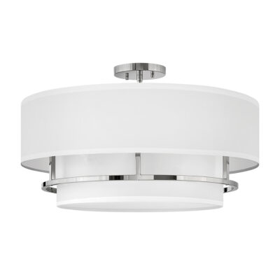 Ashvale Court Hamptons Double Drum Pendant Polished Nickel