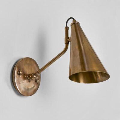 Ashwood Industrial Cone Wall Light Antique Brass
