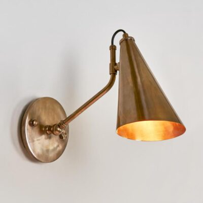 Ashwood Industrial Cone Wall Light Antique Brass