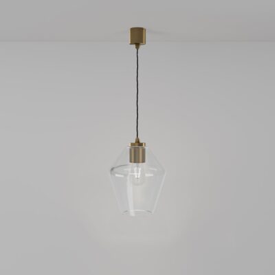Ashworth Manor Contemporary Faceted Glass Pendant Light Old Brass and Clear