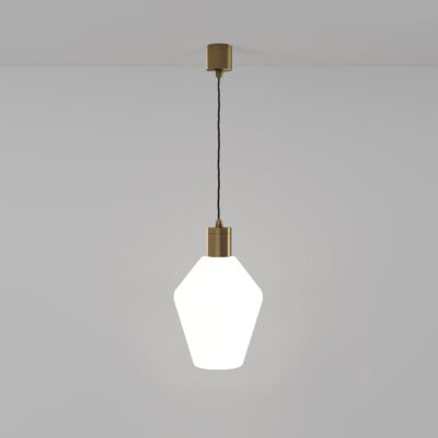 Ashworth Manor Contemporary Geometric Pendant Light Old Brass and White