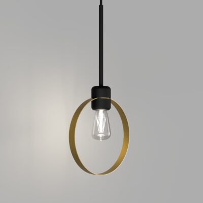 Ashworth Manor Contemporary Ring Pendant Light Textured Black And Old Brass