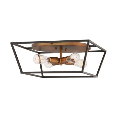 Ashworth Quay Industrial Cage Ceiling Flush Bronze And Brass