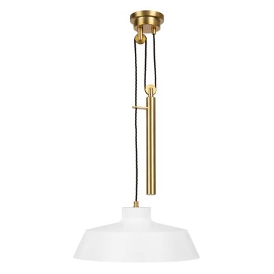Ashworthy Hamptons Barn Pendant Matte White and Brass