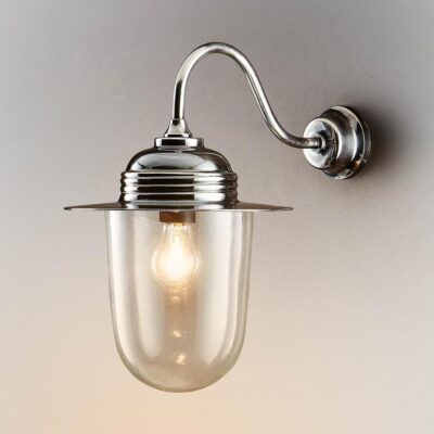 Athelney Hamptons Swan Neck Outdoor Wall Light Silver