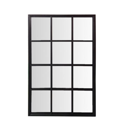 Aubinley French Provincial Window Pane Outdoor Mirror Black
