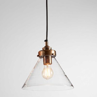 Auburn Heritage Cone Glass Pendant Antique Brass