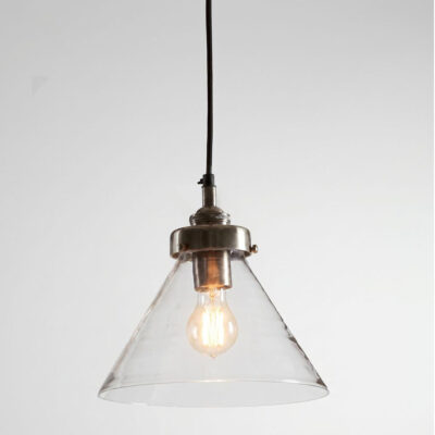 Auburn Heritage Glass Cone Ceiling Pendant Antique Silver