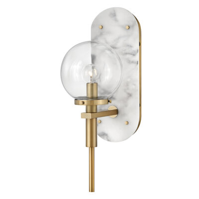 Aurellia Retro Modern Wall Light Heritage Brass with Marble Backplate
