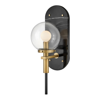 Aurellia Retro Wall Light Black With Heritage Brass Accents