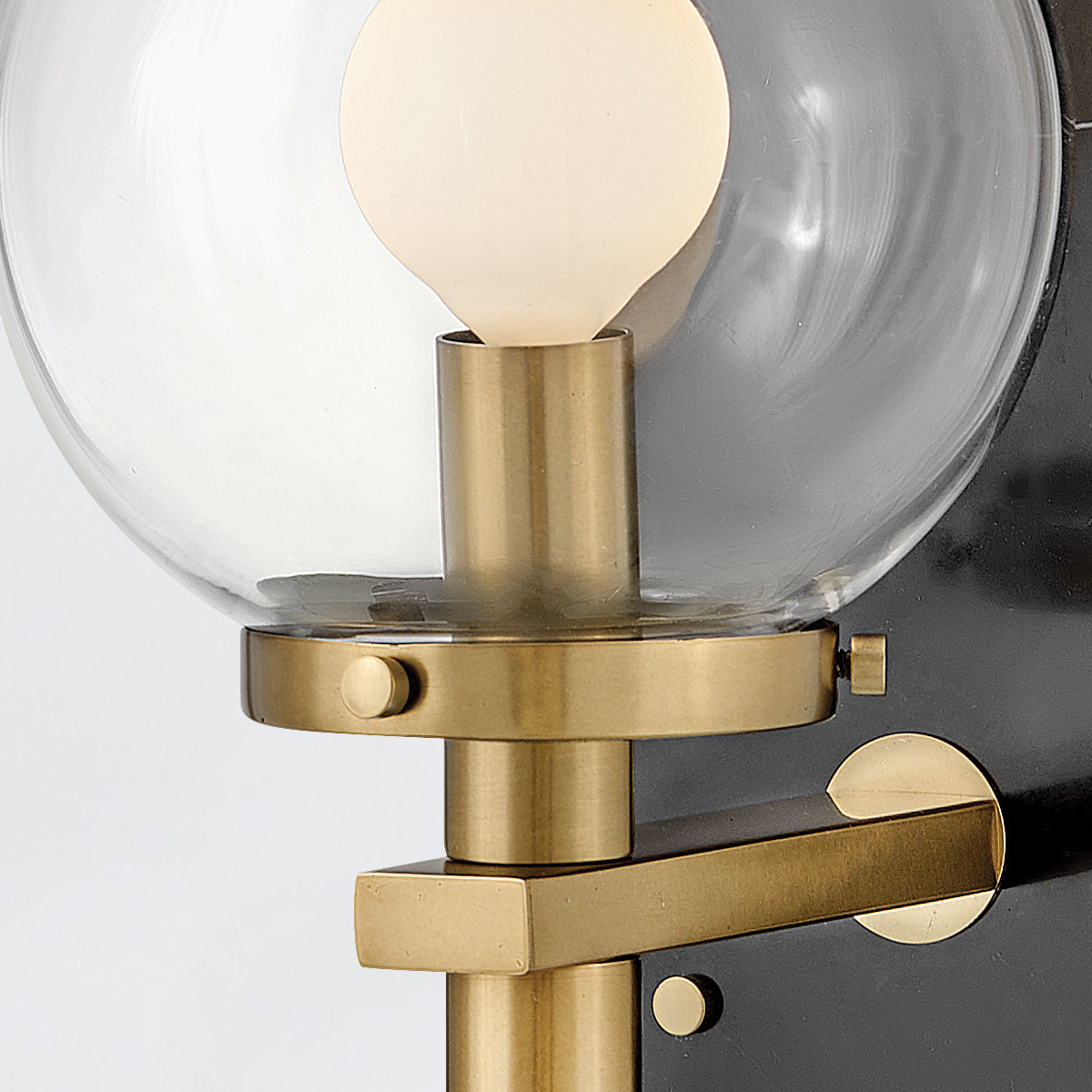 Aurellia Retro Wall Light Black With Heritage Brass Accents Aurellia Retro Wall Light Black With Heritage Brass Accents — detail view