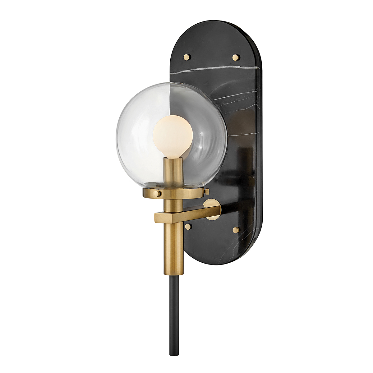 Aurellia Retro Wall Light Black With Heritage Brass Accents