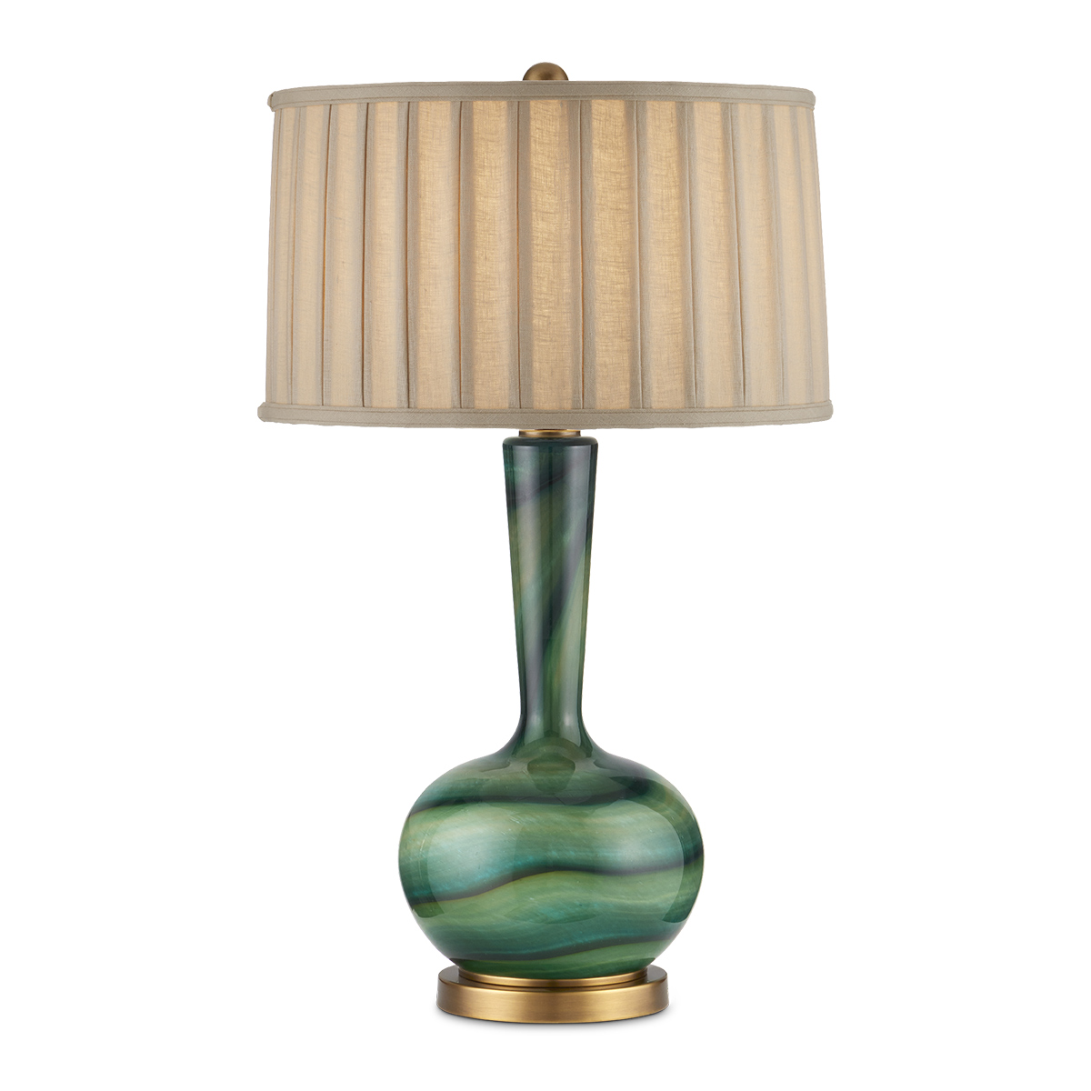 Averney French Provincial Table Lamp Green Marbled Glass Antique Brass