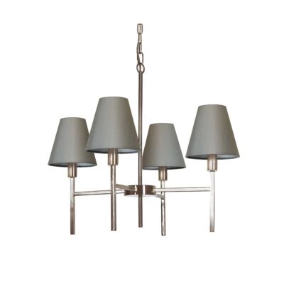 Avonlea Transitional 4 Light Chandelier Brushed Nickel with Grey Shades