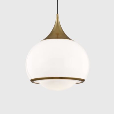 Barleyfield Contemporary Globe Pendant Light Aged Brass and Opal