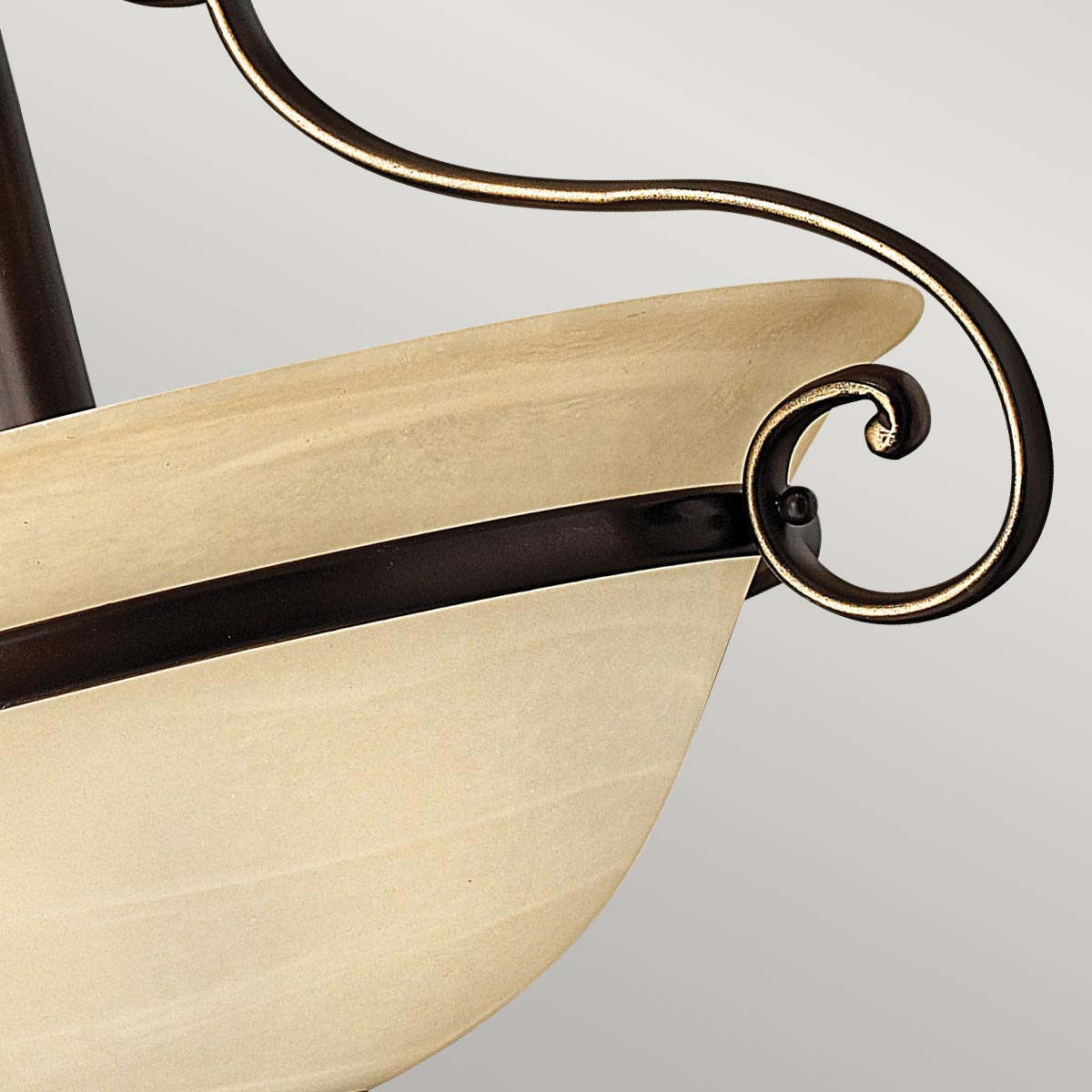 Barrowmere French Provincial Ceiling Semi-Flush Antique Bronze Barrowmere French Provincial Ceiling Semi-Flush Antique Bronze — detail view