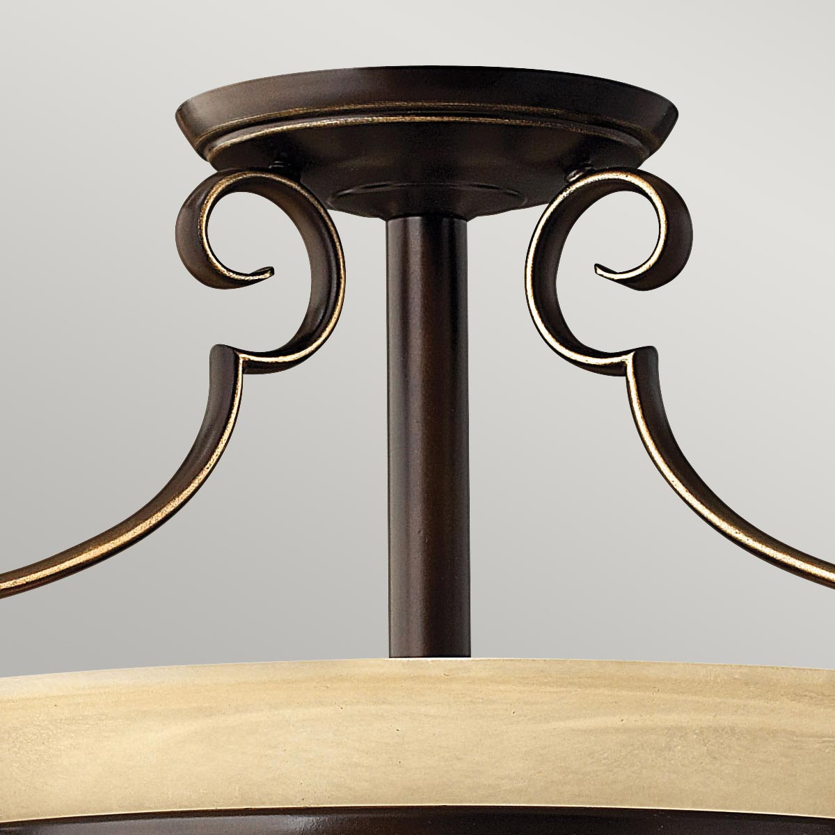Barrowmere French Provincial Ceiling Semi-Flush Antique Bronze Barrowmere French Provincial Ceiling Semi-Flush Antique Bronze — detail view