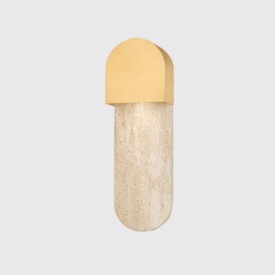 Battery Point Contemporary Wall Light Aged Brass Travertine