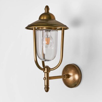 Bayside Hamptons Lantern Outdoor Wall Light Antique Brass