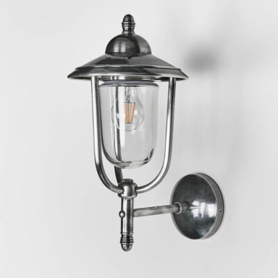 Bayside Hamptons Lantern Outdoor Wall Light Antique Silver