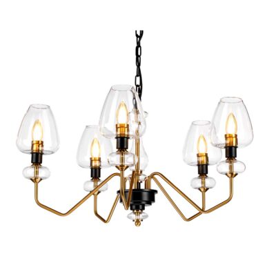 Beaumaris Hamptons 5 Light Chandelier Aged Brass and Black