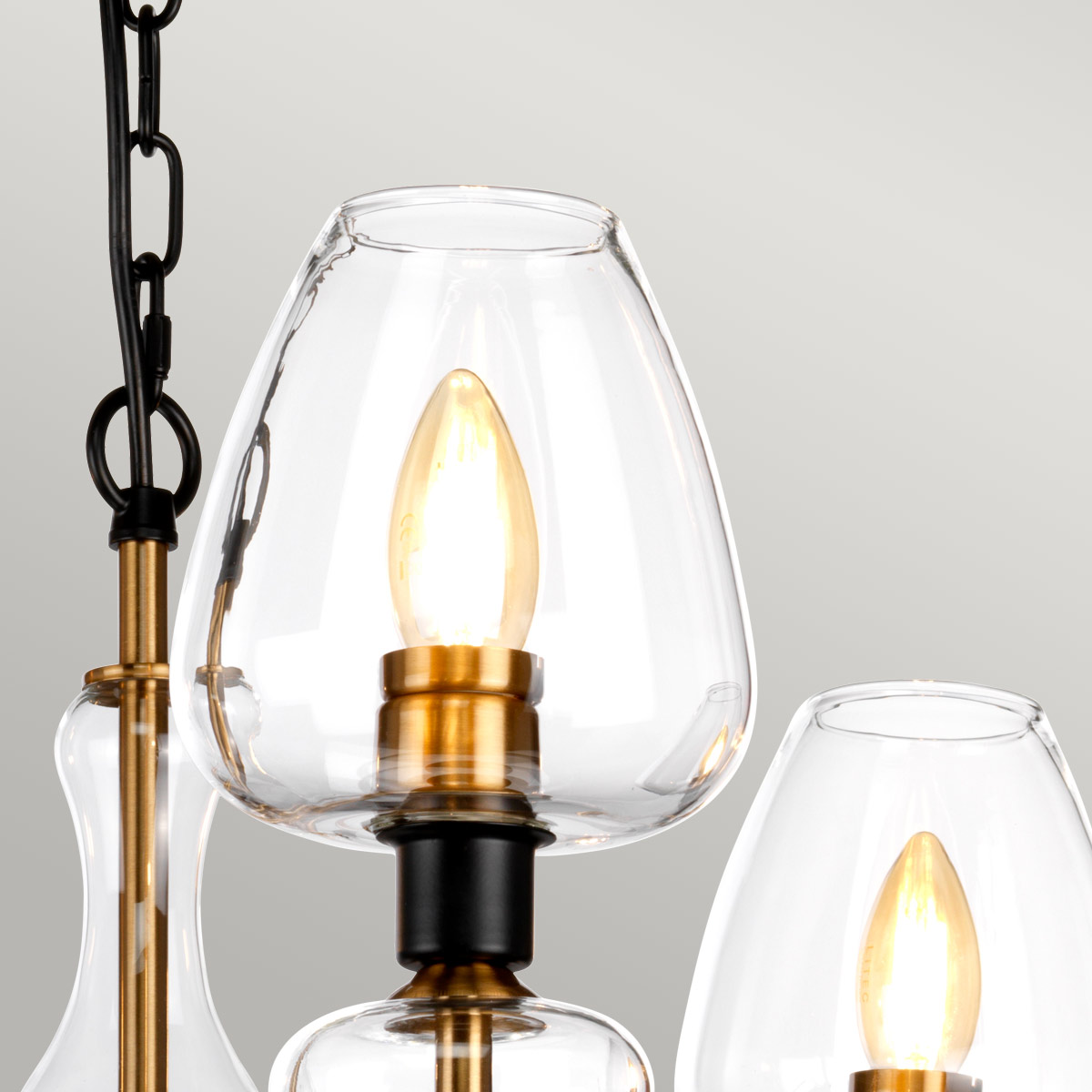 Beaumaris Heritage 3 Light Pendant Aged Brass and Black Beaumaris Heritage 3 Light Pendant Aged Brass and Black — detail view
