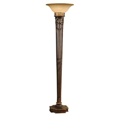 Belcanto French Provincial Torchiere Floor Lamp in Firenze Gold