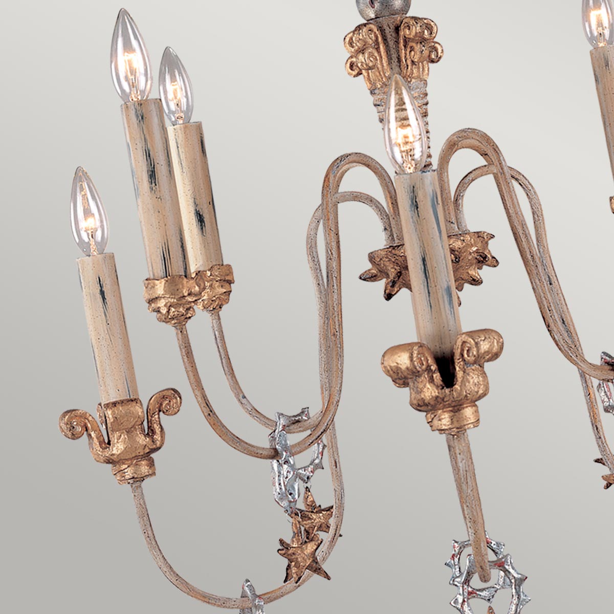Belcastle French Provincial 8 Light Chandelier Gold and Silver Belcastle French Provincial 8 Light Chandelier Gold and Silver — detail view