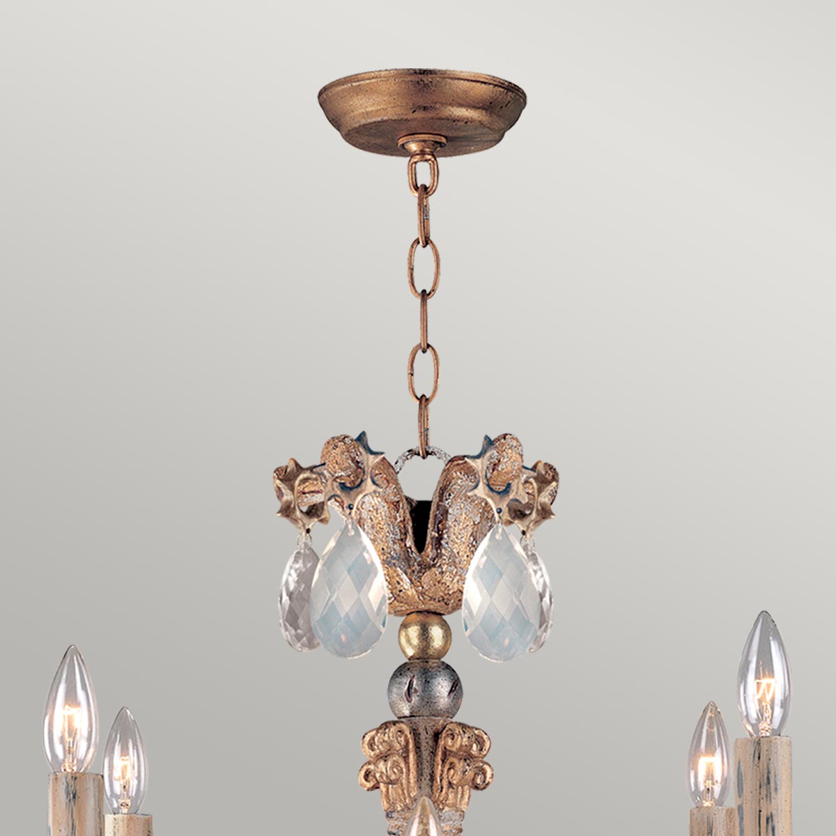 Belcastle French Provincial 8 Light Chandelier Gold and Silver Belcastle French Provincial 8 Light Chandelier Gold and Silver — detail view