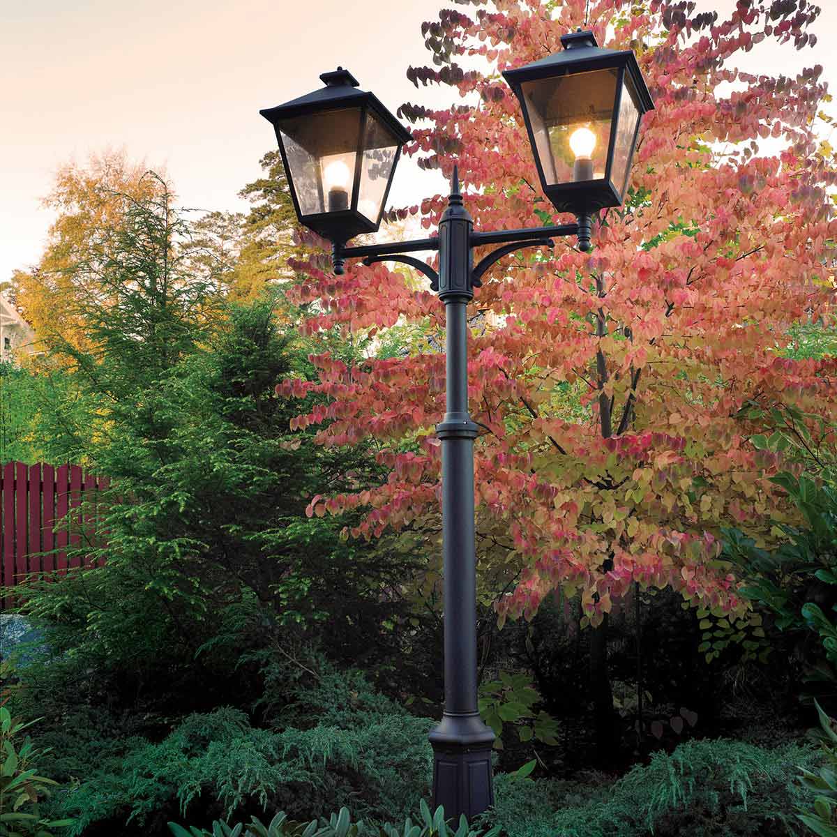 Belcourt Grande Traditional Twin Lantern Lamp Post Black Belcourt Grande Traditional Twin Lantern Lamp Post Black β in situ view