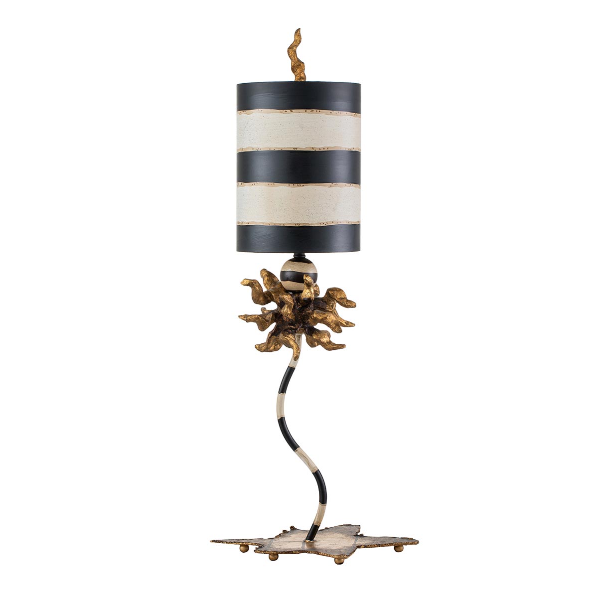 Belfontaine Sculptural Table Lamp Gold Leaf and Black Stripe Belfontaine Sculptural Table Lamp Gold Leaf and Black Stripe