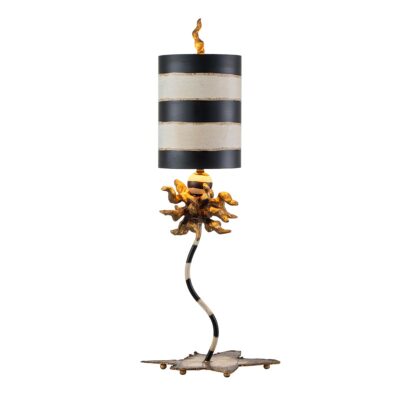 Belfontaine Sculptural Table Lamp Gold Leaf and Black Stripe