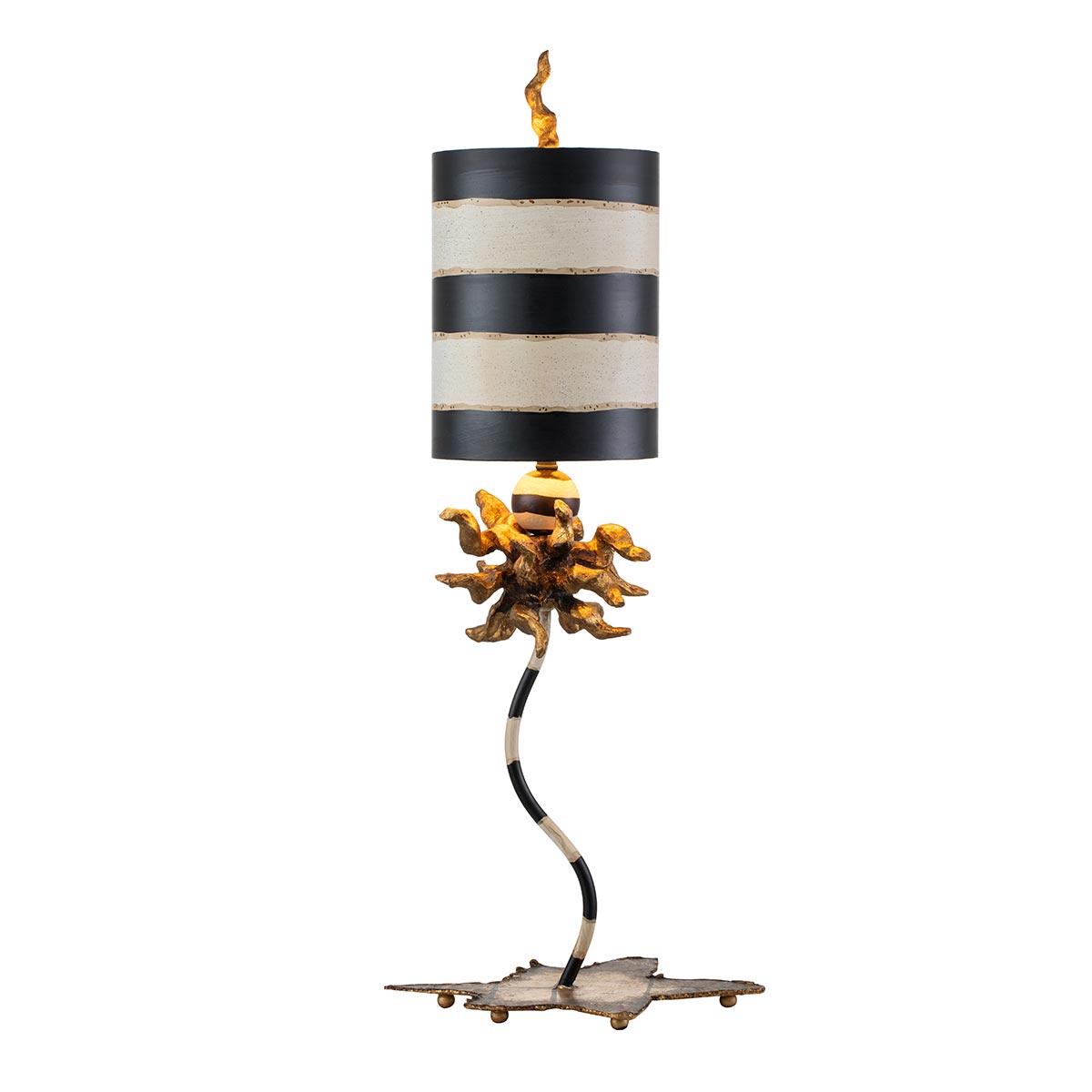 Belfontaine Sculptural Table Lamp Gold Leaf and Black Stripe