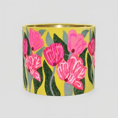 Belford Hand-Painted Tulip Drum Lamp Shade Yellow And Pink