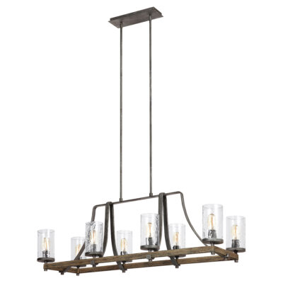 Belgravia Row Industrial Isle Chandelier Weathered Oak & Slate Grey