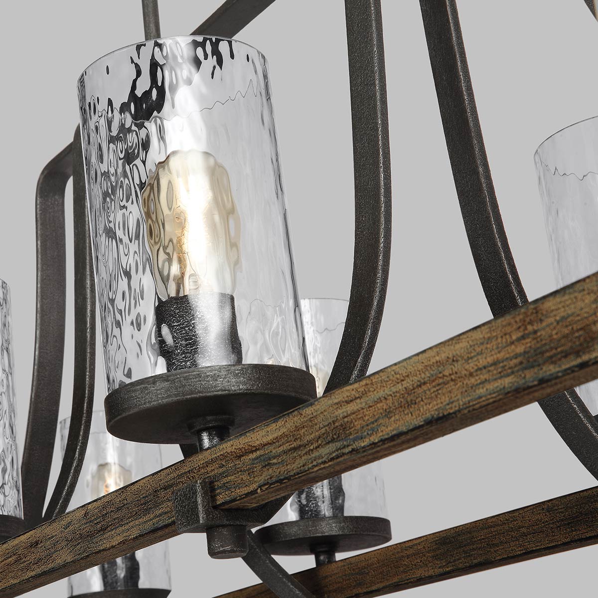Belgravia Row Industrial Isle Chandelier Weathered Oak & Slate Grey Belgravia Row Industrial Isle Chandelier Weathered Oak & Slate Grey — detail view