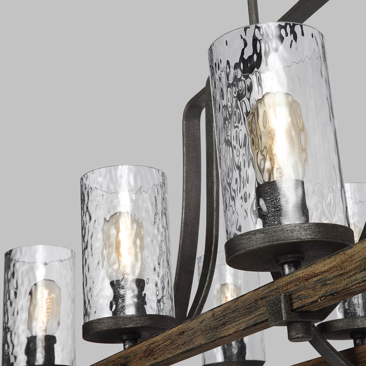 Belgravia Row Industrial Isle Chandelier Weathered Oak & Slate Grey Belgravia Row Industrial Isle Chandelier Weathered Oak & Slate Grey — detail view