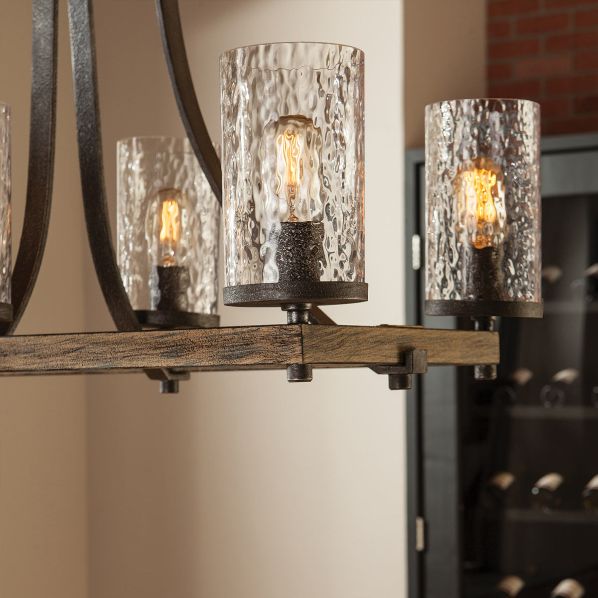Belgravia Row Industrial Isle Chandelier Weathered Oak & Slate Grey Belgravia Row Industrial Isle Chandelier Weathered Oak & Slate Grey — in situ view