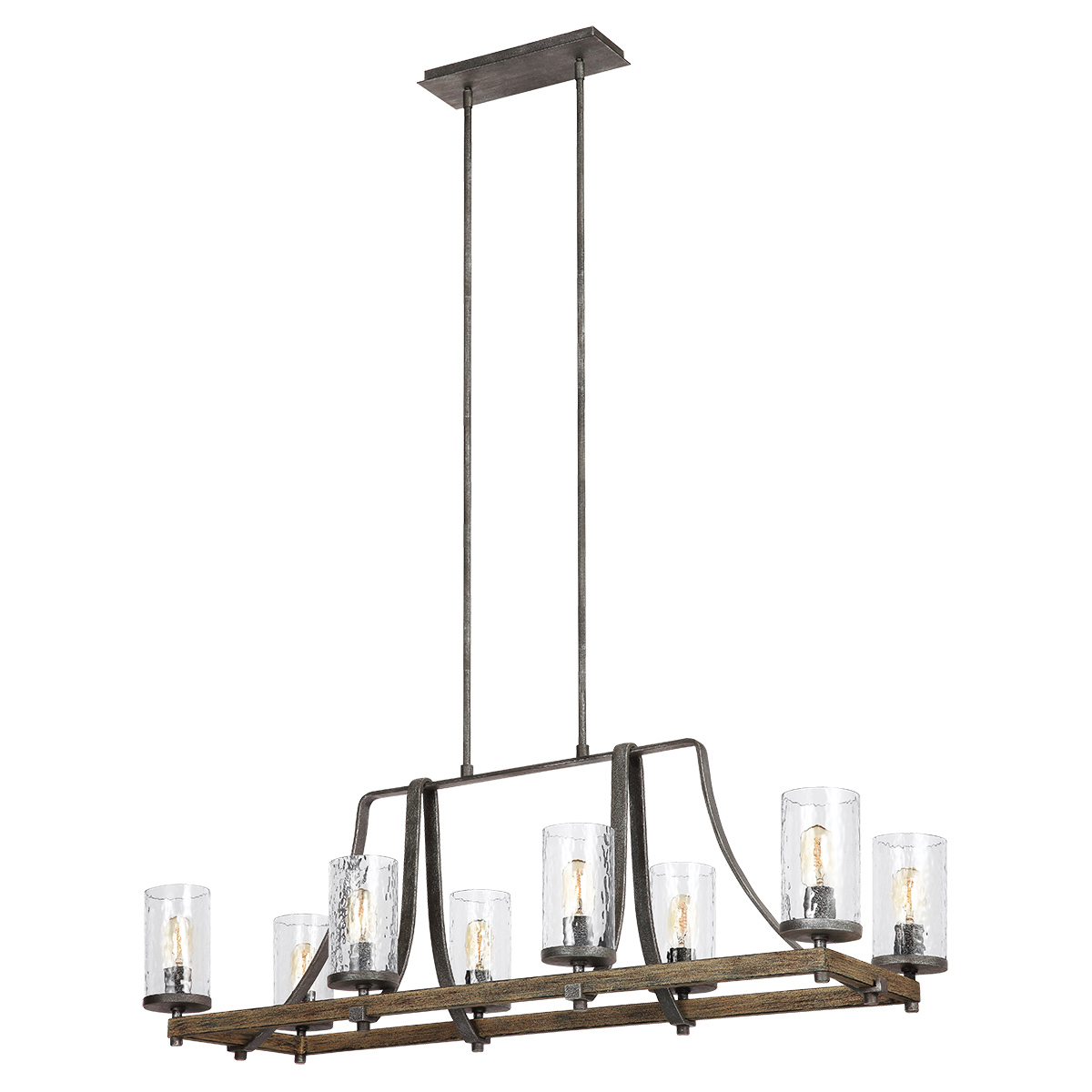 Belgravia Row Industrial Isle Chandelier Weathered Oak & Slate Grey