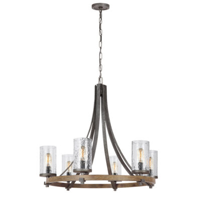 Belgravia Row Transitional Wagon Wheel Chandelier Weathered Oak & Slate Grey