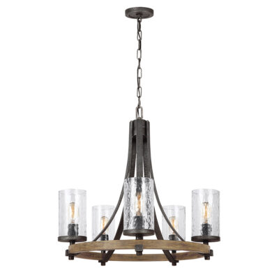 Belgravia Row Wagon Wheel Chandelier Weathered Oak And Slate Grey
