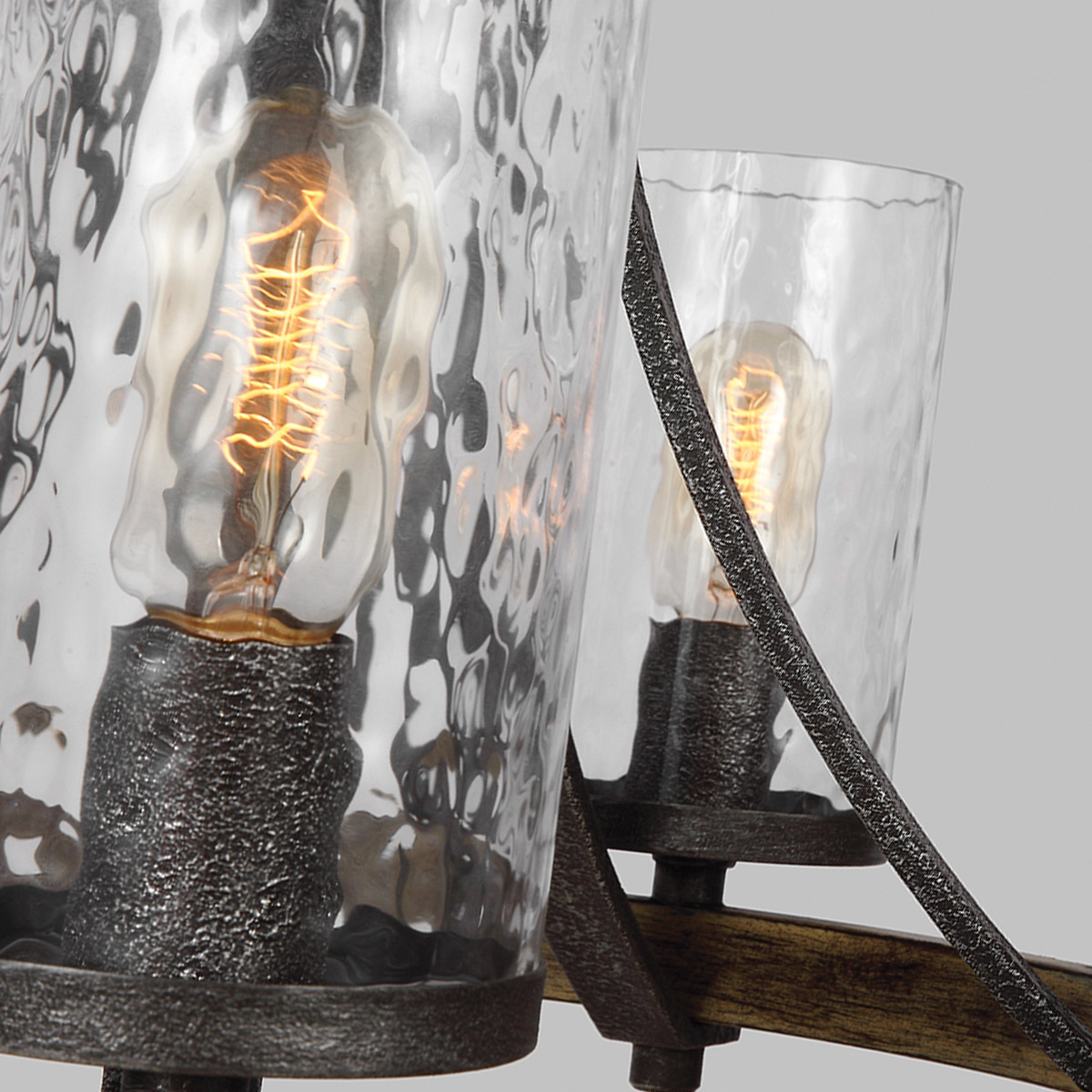 Belgravia Row Wagon Wheel Chandelier Weathered Oak And Slate Grey Belgravia Row Wagon Wheel Chandelier Weathered Oak And Slate Grey — detail view