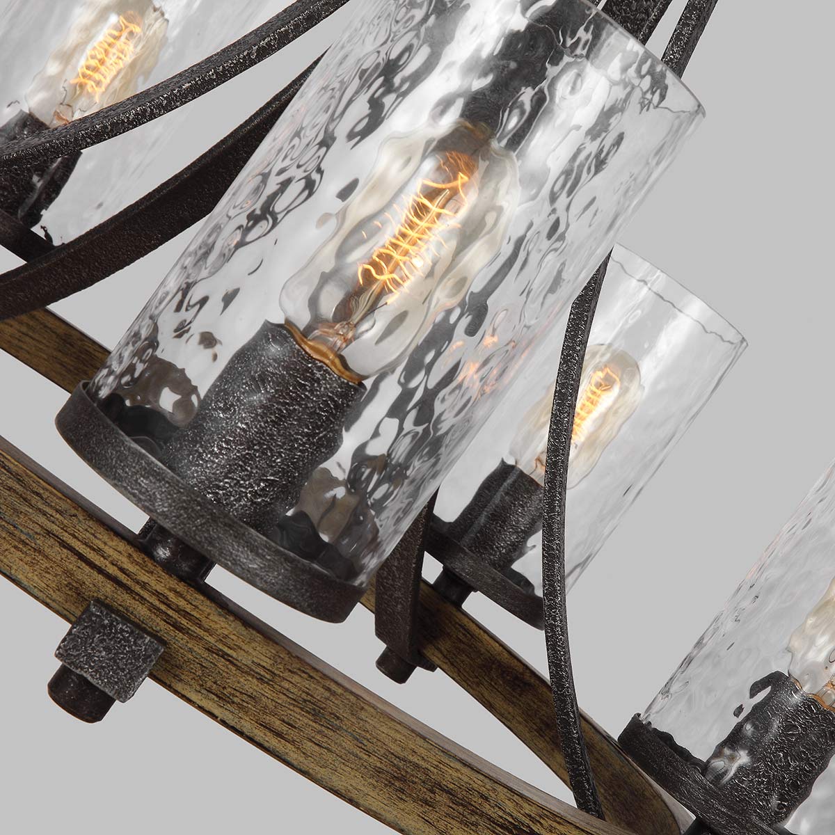 Belgravia Row Wagon Wheel Chandelier Weathered Oak And Slate Grey Belgravia Row Wagon Wheel Chandelier Weathered Oak And Slate Grey — detail view