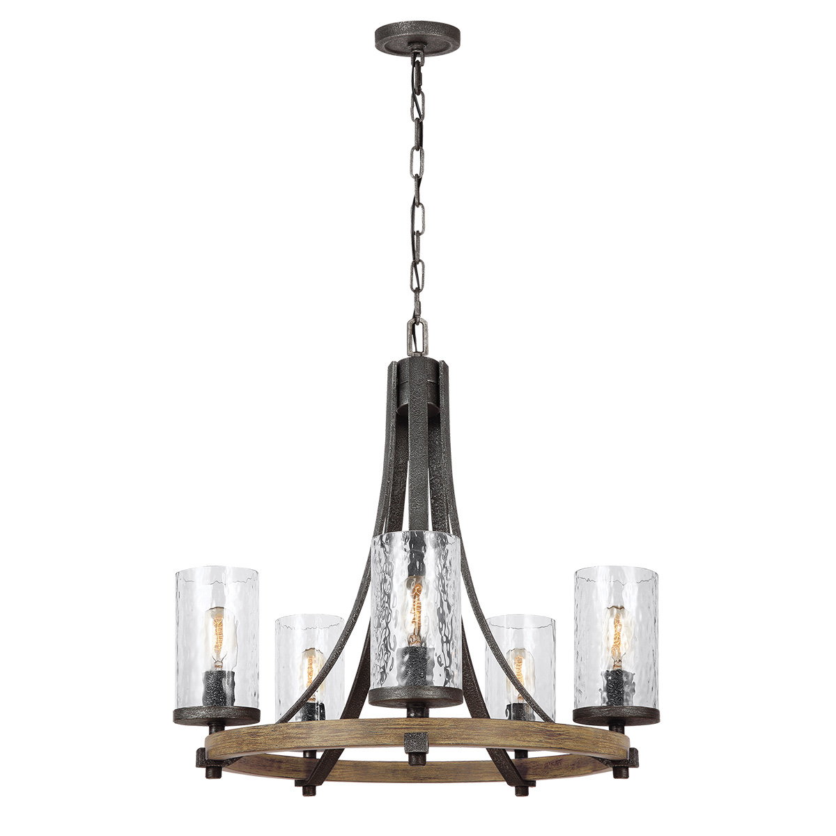 Belgravia Row Wagon Wheel Chandelier Weathered Oak And Slate Grey