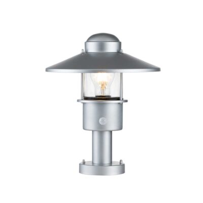 Bellcastle Field Coastal Pedestal Lantern With Sensor Silver
