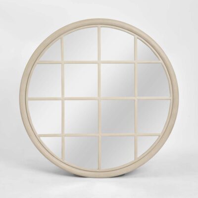 Bellcastle Hamptons Round Window Pane Mirror Natural