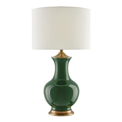 Bellefontaine French Provincial Table Lamp Green Antique Brass