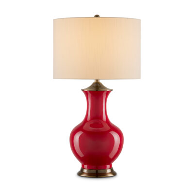 Bellefontaine French Provincial Table Lamp Red Antique Brass